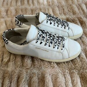 Saint Laurent Paris White Leather
Sneakers with Leopard Details